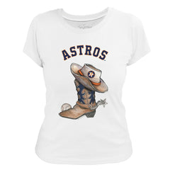 Houston Astros Tiny Turnip Women's Cowboy Boot T-Shirt White