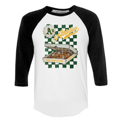 Athletics Tiny Turnip Women's Pizza 3/4-Sleeve Raglan Baseball T-Shirt White/Black