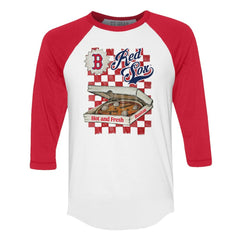 Boston Red Sox Tiny Turnip Women's Pizza 3/4-Sleeve Raglan Baseball T-Shirt White/Red