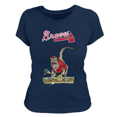 Atlanta Braves Tiny Turnip Women's Velociraptor T-Shirt Navy