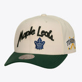 Toronto Maple Leafs Mitchell & Ness x Just Don Wave Script Pro Strapback Hat - Cream/Green Hats