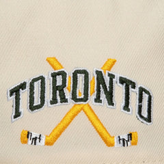 Toronto Maple Leafs Mitchell & Ness x Just Don Wave Script Pro Strapback Hat - Cream/Green Hats