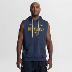 Milwaukee Brewers Authentic Collection Standard Issue Dri-FIT Sleeveless Hoodie Navy