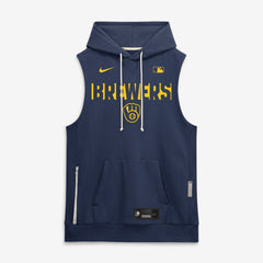 Milwaukee Brewers Authentic Collection Standard Issue Dri-FIT Sleeveless Hoodie Navy