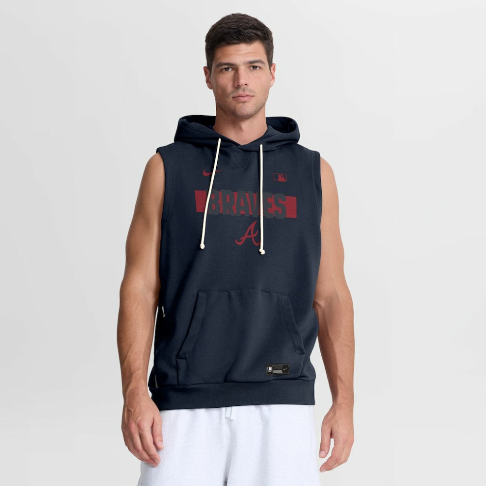 Atlanta Braves Authentic Collection Standard Issue Dri-FIT Sleeveless Hoodie Navy