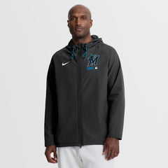Miami Marlins Authentic Collection Raglan Therma-FIT Full-Zip Hooded Jacket Black