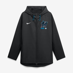 Miami Marlins Authentic Collection Raglan Therma-FIT Full-Zip Hooded Jacket Black
