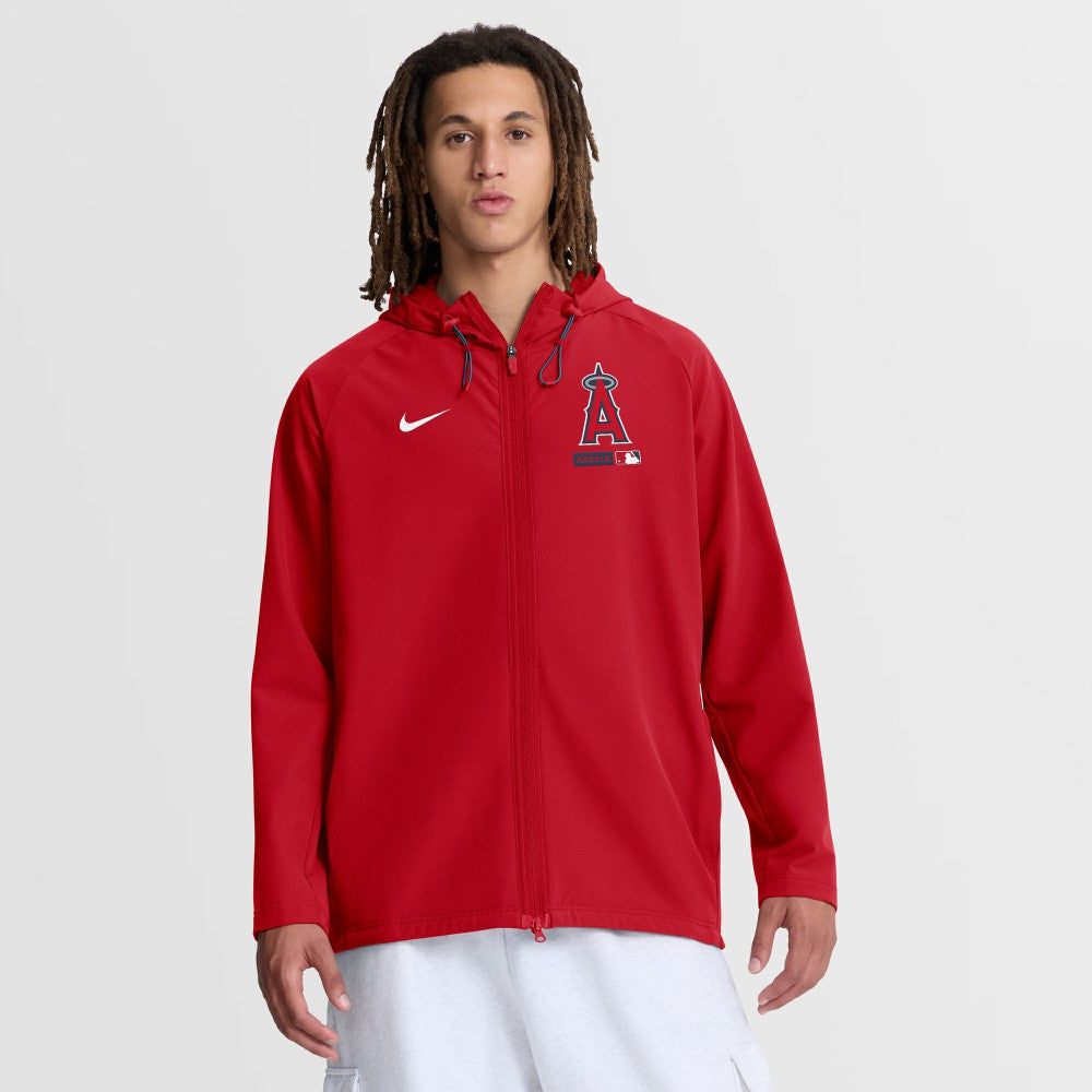 Los Angeles Angels Authentic Collection Raglan Therma-FIT Full-Zip Hooded Jacket Red