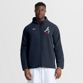 Atlanta Braves Authentic Collection Raglan Therma-FIT Full-Zip Hooded Jacket Blue