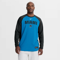 Miami Marlins Authentic Collection Raglan Dri-FIT Sweatshirt Blue