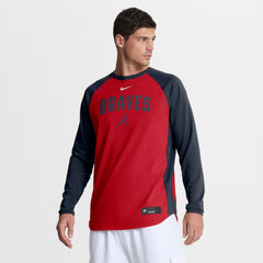 Atlanta Braves Authentic Collection Raglan Dri-FIT Sweatshirt Red