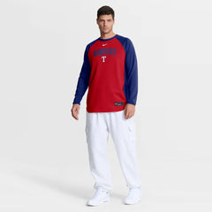 Texas Rangers Authentic Collection Raglan Dri-FIT Sweatshirt Red