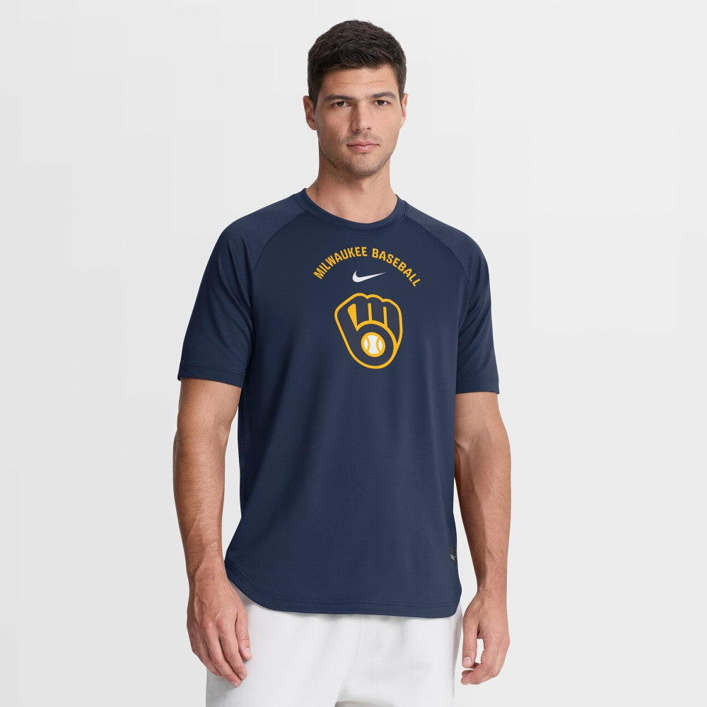 Milwaukee Brewers Authentic Collection Batting Practice Pre-Game Raglan Dri-FIT Top Navy