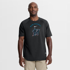Miami Marlins Authentic Collection Batting Practice Pre-Game Raglan Dri-FIT Top Black