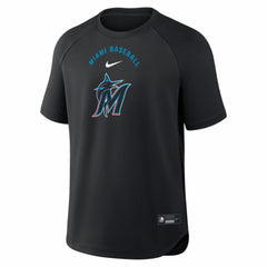 Miami Marlins Authentic Collection Batting Practice Pre-Game Raglan Dri-FIT Top Black