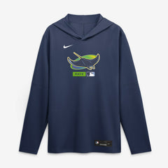 Tampa Bay Rays Authentic Collection Dri-FIT Long Sleeve Hooded T-Shirt Navy