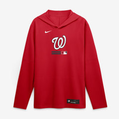 Washington Nationals Authentic Collection Dri-FIT Long Sleeve Hooded T-Shirt Red