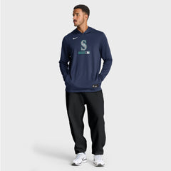 Seattle Mariners Authentic Collection Dri-FIT Long Sleeve Hooded T-Shirt Navy