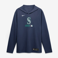 Seattle Mariners Authentic Collection Dri-FIT Long Sleeve Hooded T-Shirt Navy