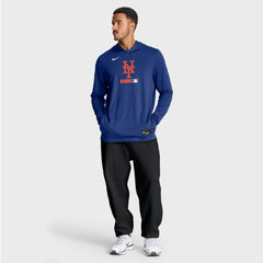 New York Mets Authentic Collection Dri-FIT Long Sleeve Hooded T-Shirt Royal