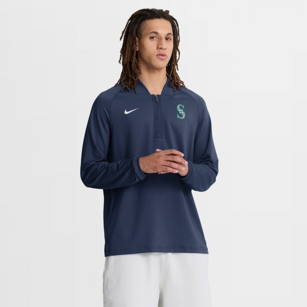 Seattle Mariners Authentic Collection Dri-FIT Raglan Half-Zip Pullover Navy