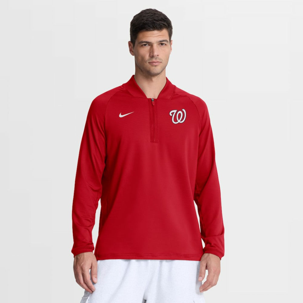 Washington Nationals Authentic Collection Dri-FIT Raglan Half-Zip Pullover Red