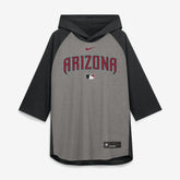 Arizona Diamondbacks Authentic Collection Flux Dri-FIT Raglan 3/4-Sleeve Hooded T-Shirt Gray