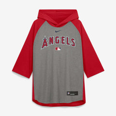 Los Angeles Angels Authentic Collection Flux Dri-FIT Raglan 3/4-Sleeve Hooded T-Shirt Gray