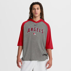 Los Angeles Angels Authentic Collection Flux Dri-FIT Raglan 3/4-Sleeve Hooded T-Shirt Gray