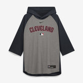 Cleveland Guardians Authentic Collection Flux Dri-FIT Raglan 3/4-Sleeve Hooded T-Shirt Gray