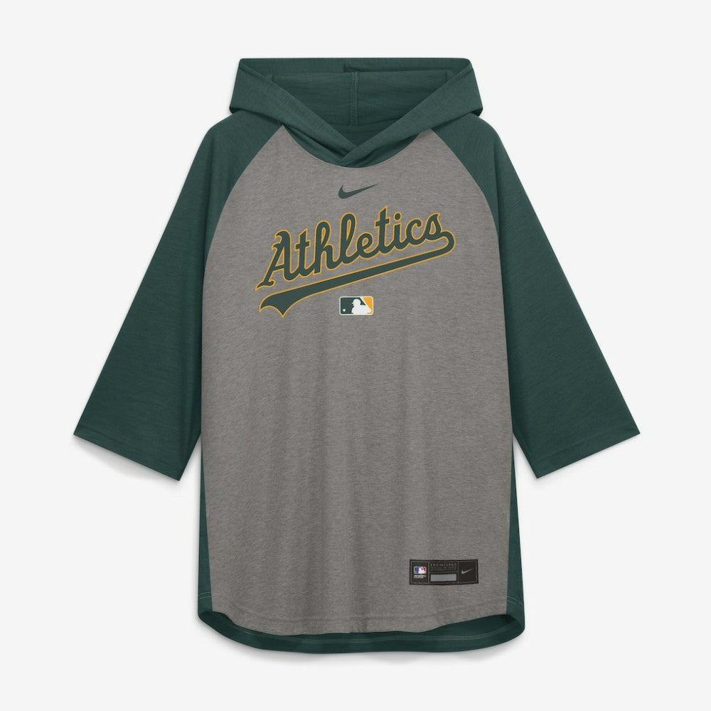 Athletics Authentic Collection Flux Dri-FIT Raglan 3/4-Sleeve Hooded T-Shirt Gray