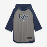 Tampa Bay Rays Authentic Collection Flux Dri-FIT Raglan 3/4-Sleeve Hooded T-Shirt Gray
