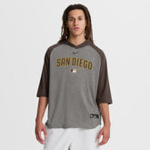 San Diego Padres Authentic Collection Flux Dri-FIT Raglan 3/4-Sleeve Hooded T-Shirt Gray