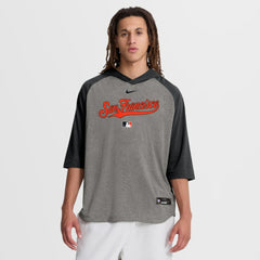 San Francisco Giants Authentic Collection Flux Dri-FIT Raglan 3/4-Sleeve Hooded T-Shirt Gray