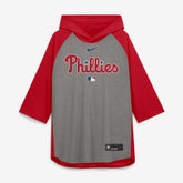 Philadelphia Phillies Authentic Collection Flux Dri-FIT Raglan 3/4-Sleeve Hooded T-Shirt Gray