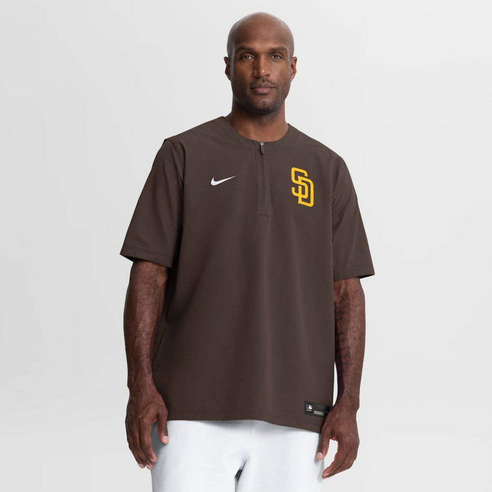 San Diego Padres Authentic Collection Dri-FIT Quarter-Zip Windshirt Brown