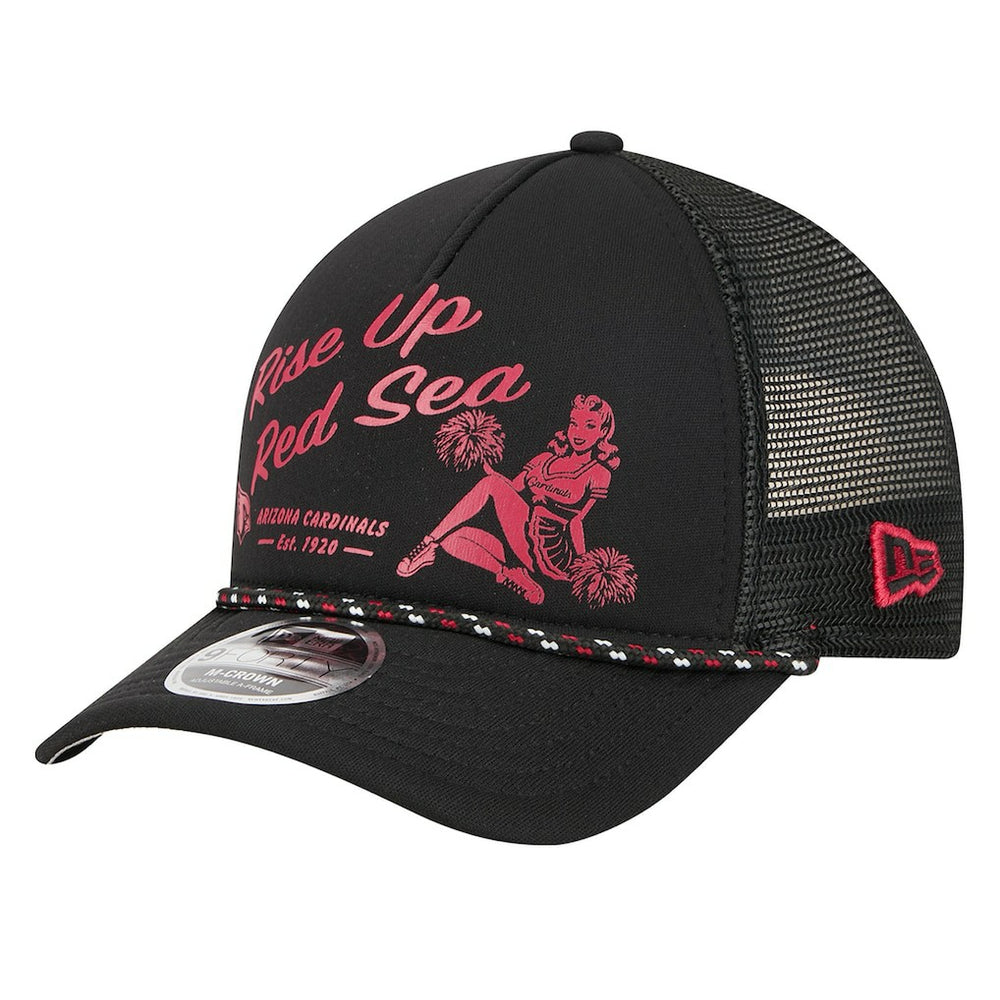 Arizona Cardinals New Era Gas Station 9FORTY A-Frame M-Crown Adjustable Trucker Hat - Black discount