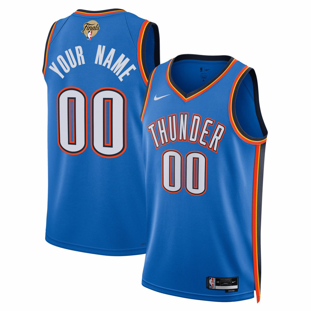 Oklahoma City Thunder Unisex 2025 NBA Finals Patch Custom Swingman Jersey - Blue - Icon Edition on sale