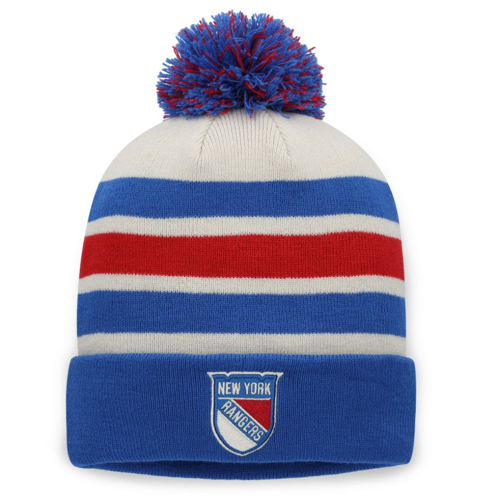 New York Rangers Fanatics 2026 NHL Winter Classic Cuffed Pom Knit Hat - Cream/Blue Hats