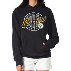 Pittsburgh Steelers G-III 4Her by Carl Banks Women's Pinstripe Circle Fleece Pullover Hoodie - Black online