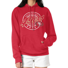 San Francisco 49ers G-III 4Her by Carl Banks Women's Pinstripe Circle Fleece Pullover Hoodie - Scarlet sale