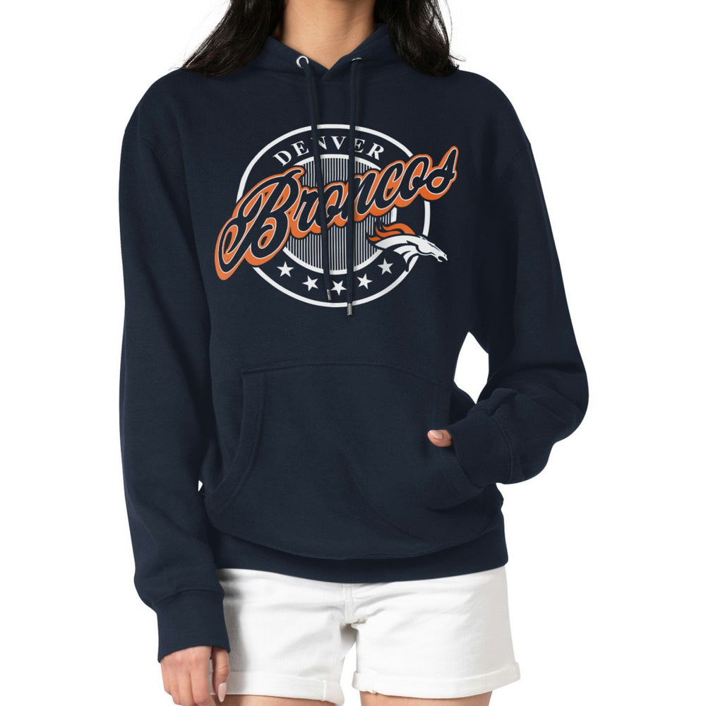 Denver Broncos G-III 4Her by Carl Banks Women's Pinstripe Circle Fleece Pullover Hoodie - Navy discount
