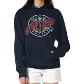New England Patriots G-III 4Her by Carl Banks Women's Pinstripe Circle Fleece Pullover Hoodie - Navy for sale
