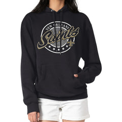 New Orleans Saints G-III 4Her by Carl Banks Women's Pinstripe Circle Fleece Pullover Hoodie - Black for sale