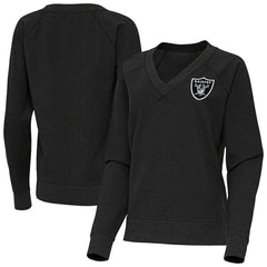 Las Vegas Raiders Antigua Women's Varsity Tri-Blend V-Neck Long Sleeve T-Shirt - Heather Black outlet