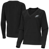Philadelphia Eagles Antigua Women's Varsity Tri-Blend V-Neck Long Sleeve T-Shirt - Heather Black outlet