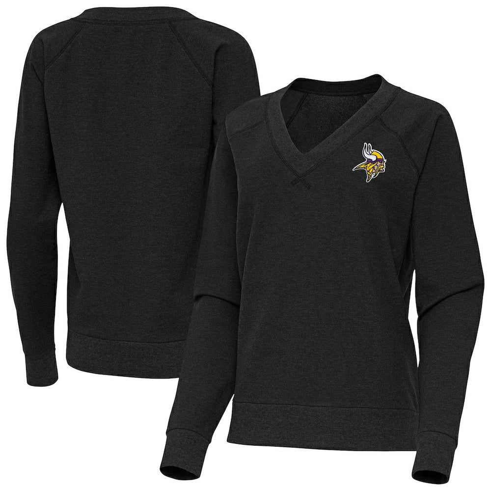 Minnesota Vikings Antigua Women's Varsity Tri-Blend V-Neck Long Sleeve T-Shirt - Heather Black discount