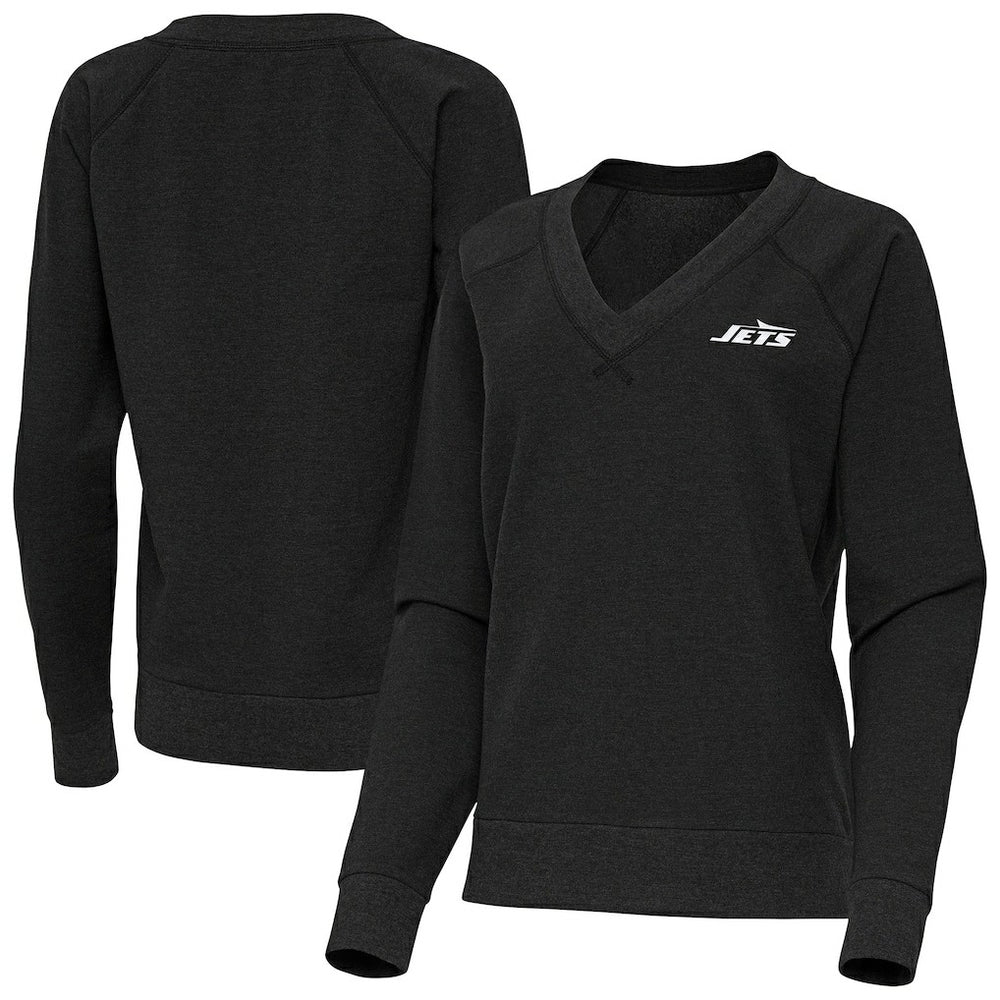 New York Jets Antigua Women's Varsity Tri-Blend V-Neck Long Sleeve T-Shirt - Heather Black outlet