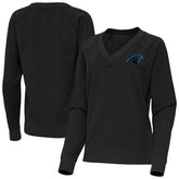 Carolina Panthers Antigua Women's Varsity Tri-Blend V-Neck Long Sleeve T-Shirt - Heather Black on sale