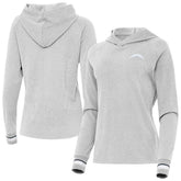 Los Angeles Chargers Antigua Women's Trek Raglan Pullover Hoodie - Heather Gray outlet